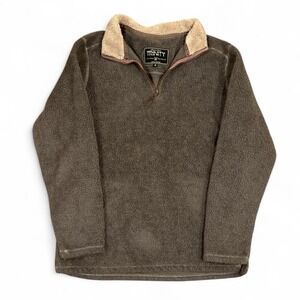 Vintage Trinity Gray Quarter Zip Pullover Fleece Mens Size M Retro Brown Cream